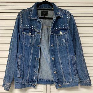 Zara Trafaluc Jean Studded Oversized Jacket - S